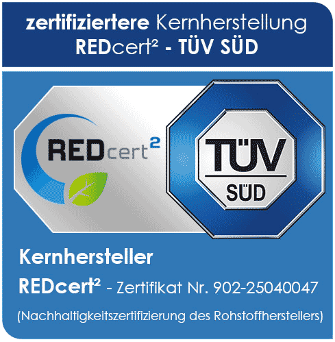 Der TÜV SÜD® zertifiziert im Rahmen des REDcert²-Programms die Schaumproduktion.