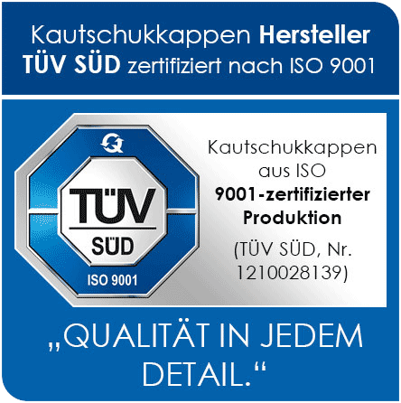 KAUTSCHUK-Kappen Hersteller ist ISO 9001 zertifiziert.